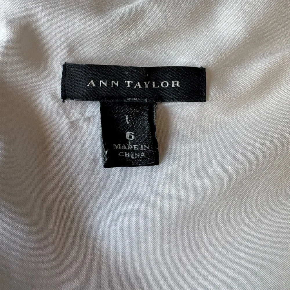 Ann Taylor Size 6 Cap Sleeve Dress Black White Stripe Cotton Blend Lined